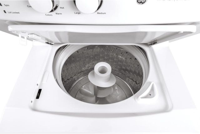 GE® 3.8 Cu. Ft. Washer, 5.9 Cu. Ft. Dryer White on White Stack Laundry-1