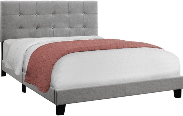 Monarch Specialties Inc. Grey Linen Queen Bed