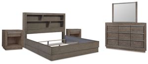Benchcraft® Anibecca 5-Piece Weathered Gray California King Bookcase Bed Set