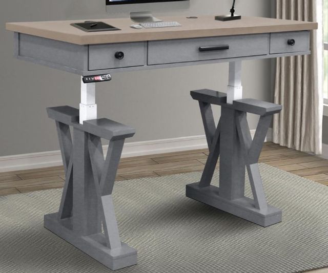 Parker House® Americana Modern Dove Gray/Weathered Natural Power Lift Desk-1
