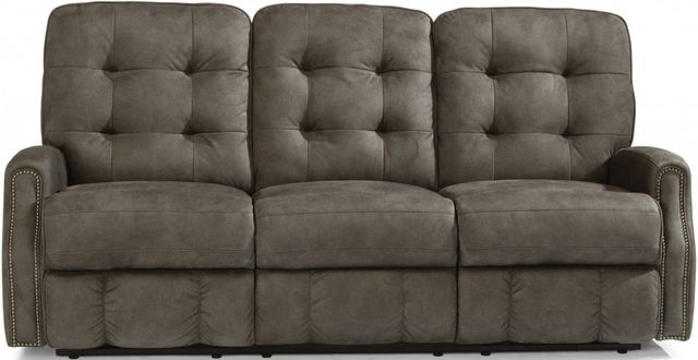 Flexsteel® Devon Fabric Power Reclining Sofa with Nailhead Trim 0