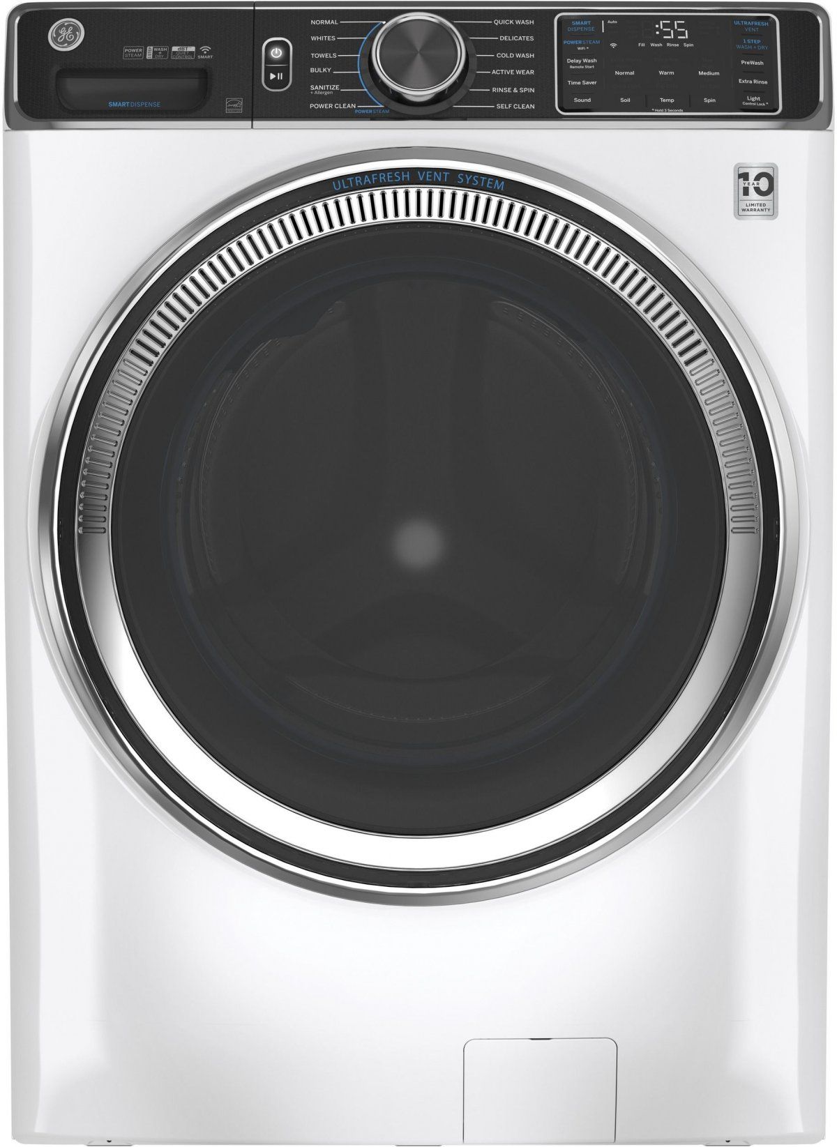 GE® 5.0 Cu. Ft. White Smart Front Load Washer-GFW850SSNWW