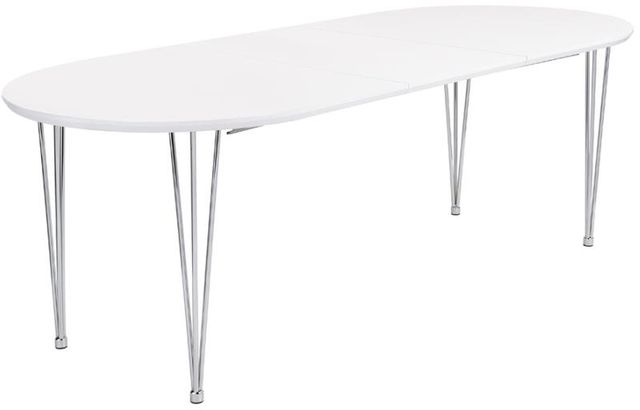 Coaster® Heather Matte White and Chrome Dining Table with Hairpin Legs