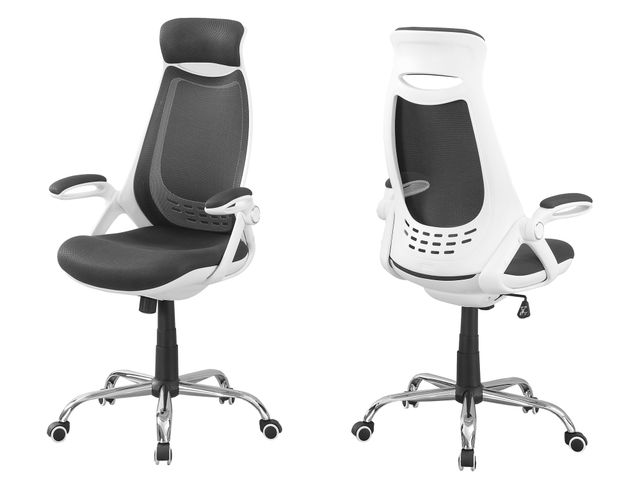 Monarch Specialties Inc. White and Grey Mesh Chrome High Back Executive Office Chair