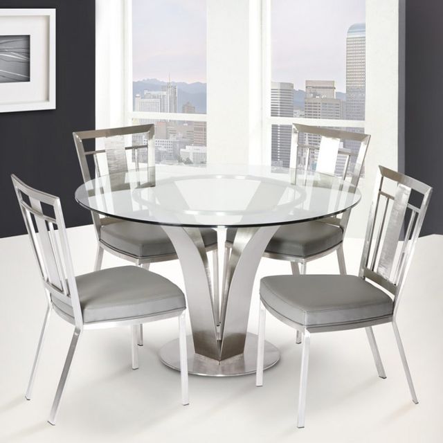 Armen Living Cleo Tempered Glass Contemporary Dining Table 1