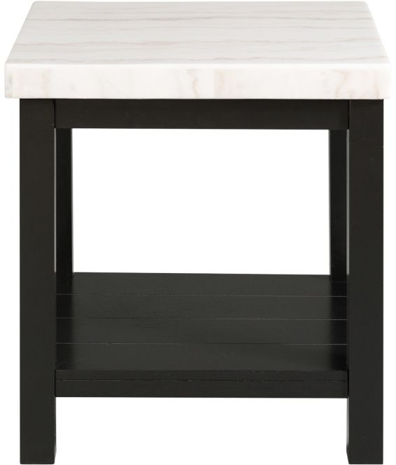Elements International Marcello Black End Table with White Marble Top-1