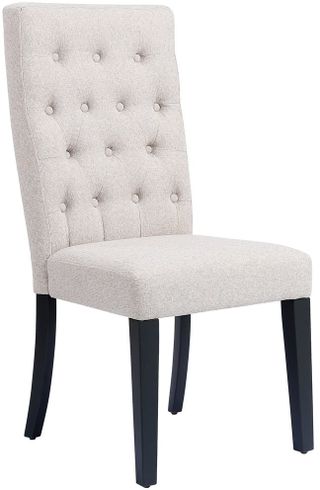 Stein World Dorling Natural Linen Fabric, Rubber Wood with Arabica Finish Dining Chair