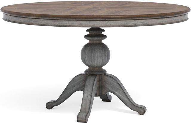 Flexsteel® Plymouth® Distressed Graywash Round Pedestal Dining Table-0