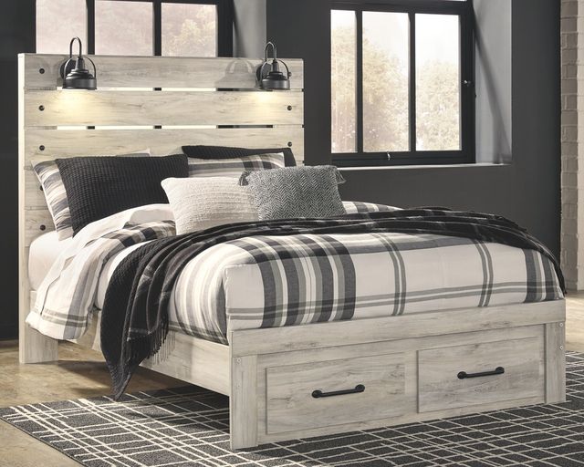 Signature Design by Ashley® Cambeck Whitewash Queen Panel Bed with 2 Storage Drawers 2