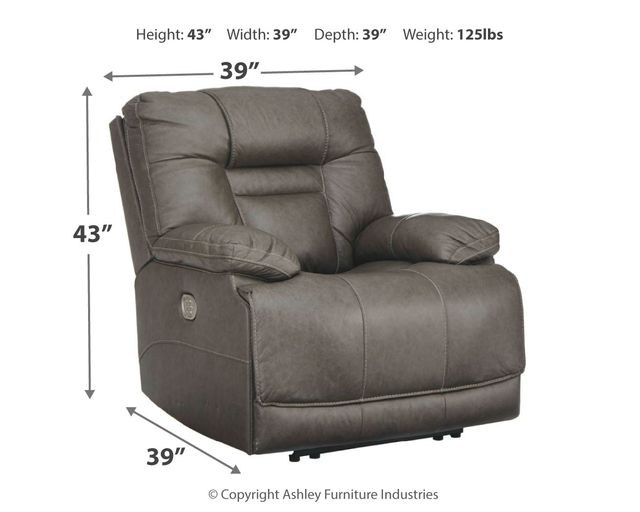 Signature Design by Ashley® Wurstrow Smoke Power Recliner with Adjustable Headrest 5