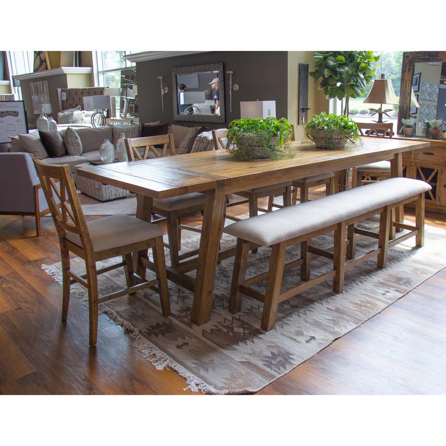 Jofran Telluride Counter Table, 5 Counter Stools & Bench