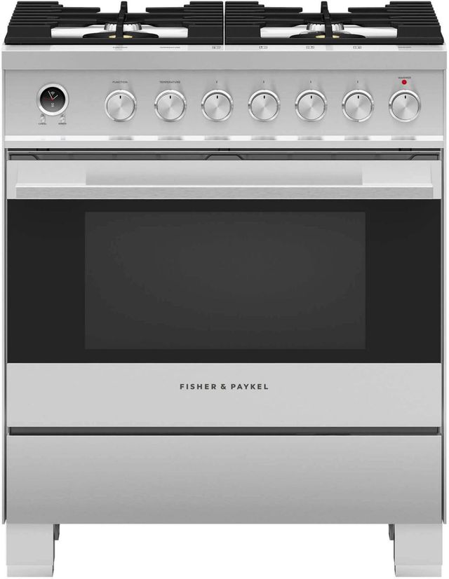 Fisher & Paykel 30" Brushed Stainless Steel Freestanding Dual Fuel Natural Gas Range-0