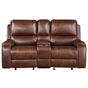 Riley Brown Manual Reclining Glider Console Loveseat
