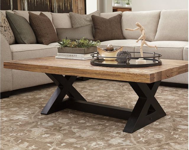 Signature Design by Ashley® Wesling Light Brown Coffee Table-4