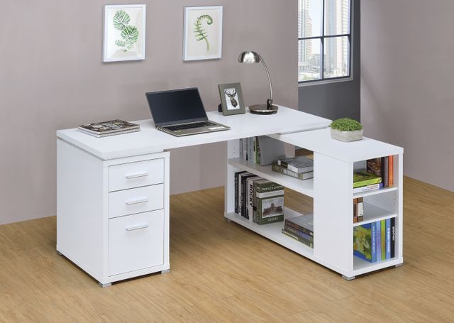 Coaster® Yvette White L-Shape Office Desk 7