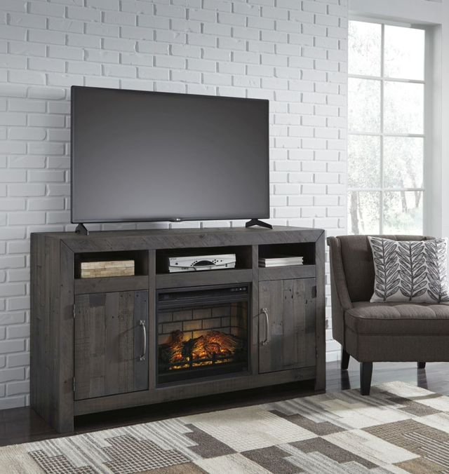 Signature Design by Ashley® Mayflyn Charcoal 62" TV Stand with Electric Fireplace-1