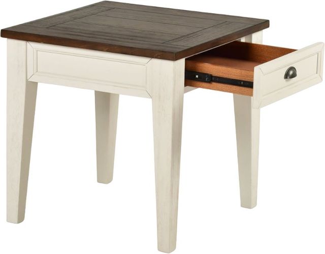 Steve Silver Co. Cayla Dark Oak End Table with Antiqued White Base-3
