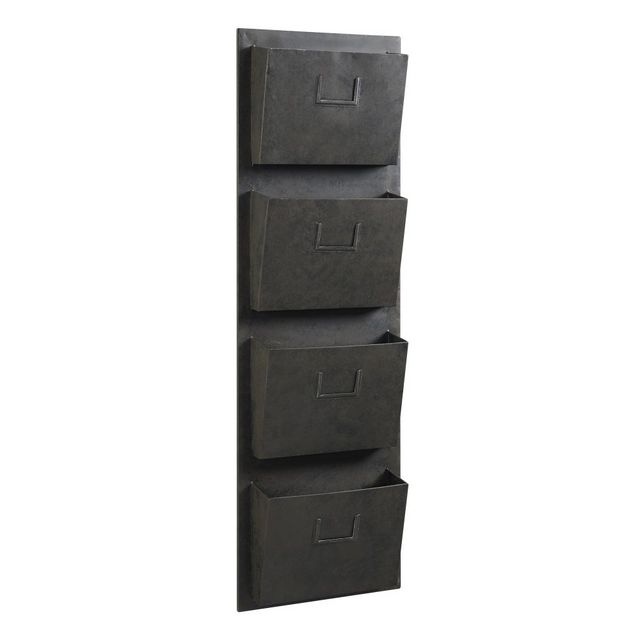 Linon Industrial Gray Four Slot Mailbox-0
