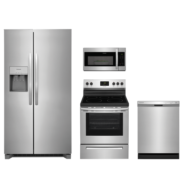 Frigidaire 4pc Appliance Package -  25.6 Cu. Ft. Side-by- Side Fridge and Electric Range