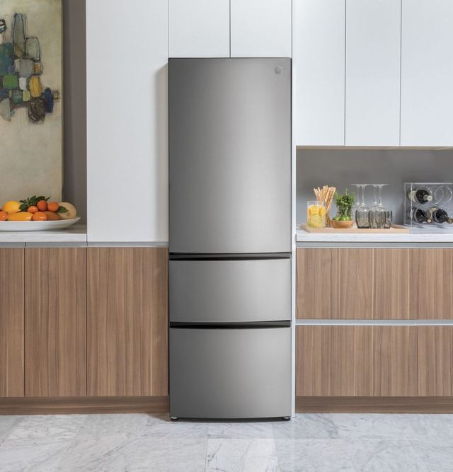 GE® 11.9 Cu. Ft. Stainless Steel Counter Depth Bottom Freezer Refrigerator 15
