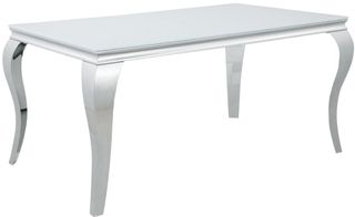 Coaster® Carone White/Chrome 61" Glass Top Dining Table