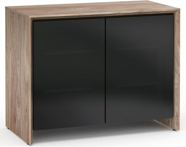 Salamander Designs® Barcelona 323 RM AV Cabinet-Natural Walnut/Black Glass
