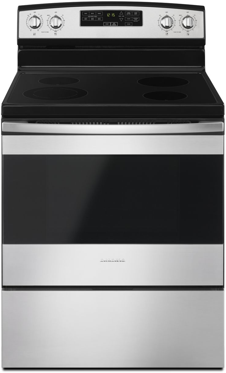 Amana® 30" Black on Stainless Free Standing Electric Range-AER6603SFS