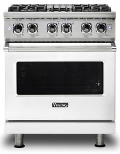 Viking® 5 Series 30" Frost White Pro Style Dual Fuel Natural Gas Range