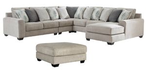 Benchcraft® Ardsley 5-Piece Pewter Sectional with Ottoman