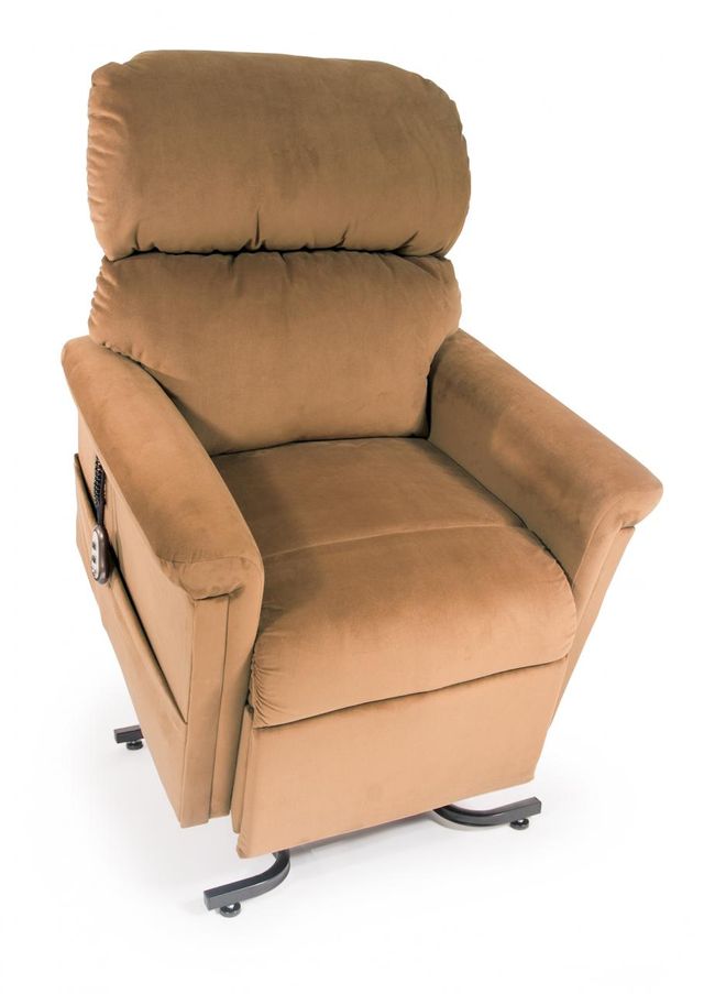 Stock photo of a brown ultra comfort lift chair.