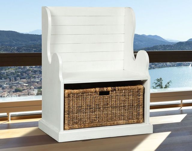 Sunny Designs Accents River Birch Hall Seat With Rattan Basket 4