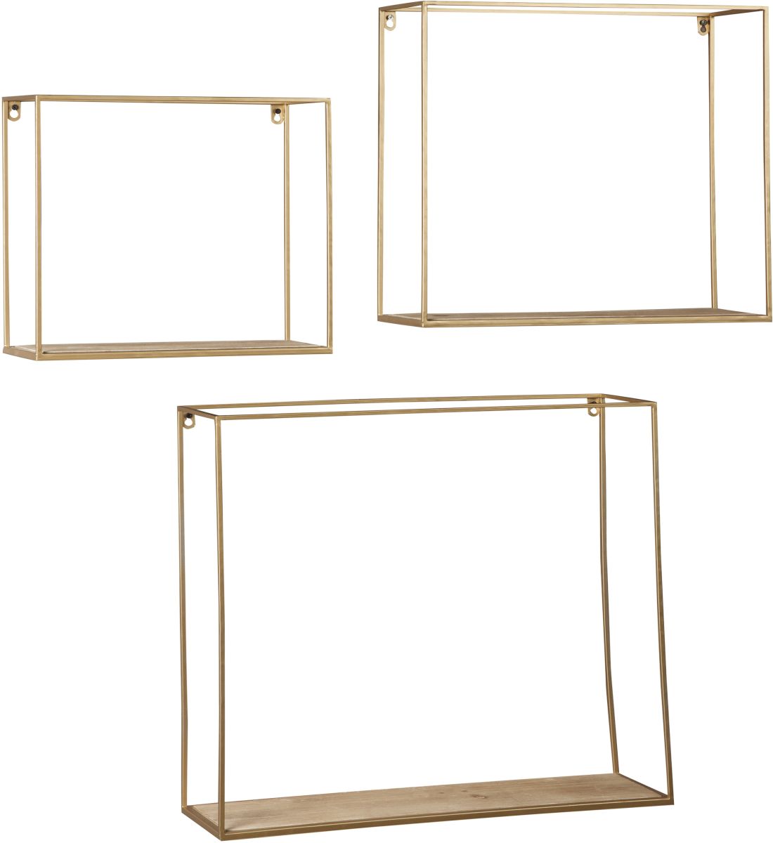 Signature Design by Ashley® Efharis 3-Piece Natural/Gold Wall Shelf Set