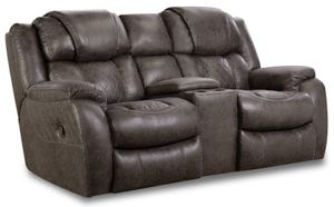 HomeStretch 182 Brown Reclining Loveseat with Console