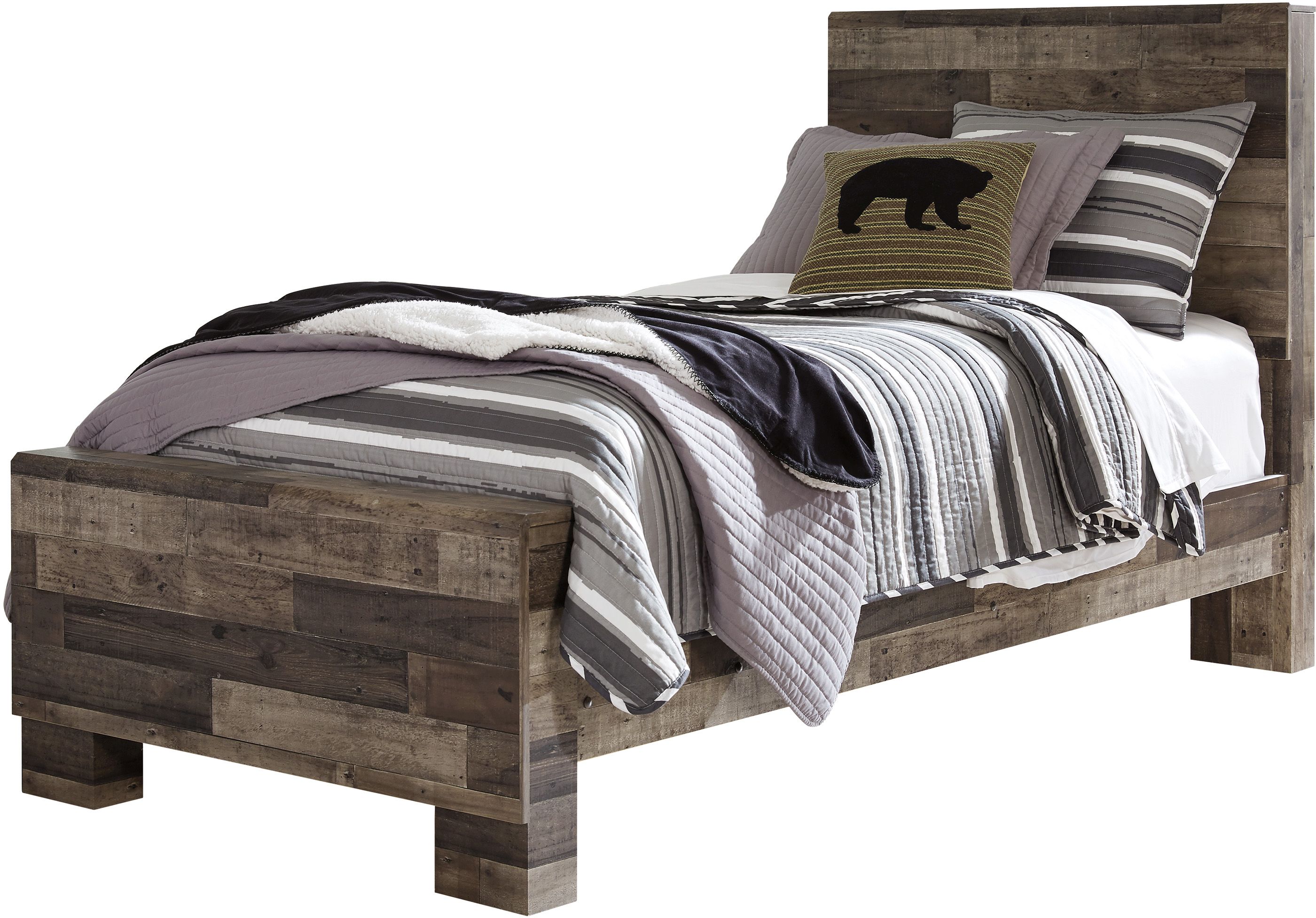 Benchcraft® Derekson Multi Gray Twin Panel Bed | Miskelly Furniture