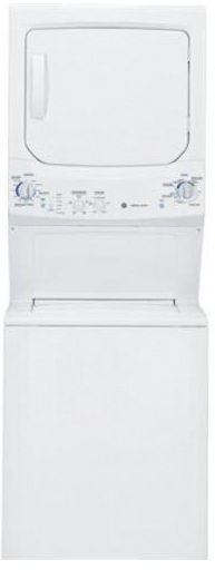 GE Unitized Spacemaker® Electric Washer/Dryer Stack Laundry-White 0
