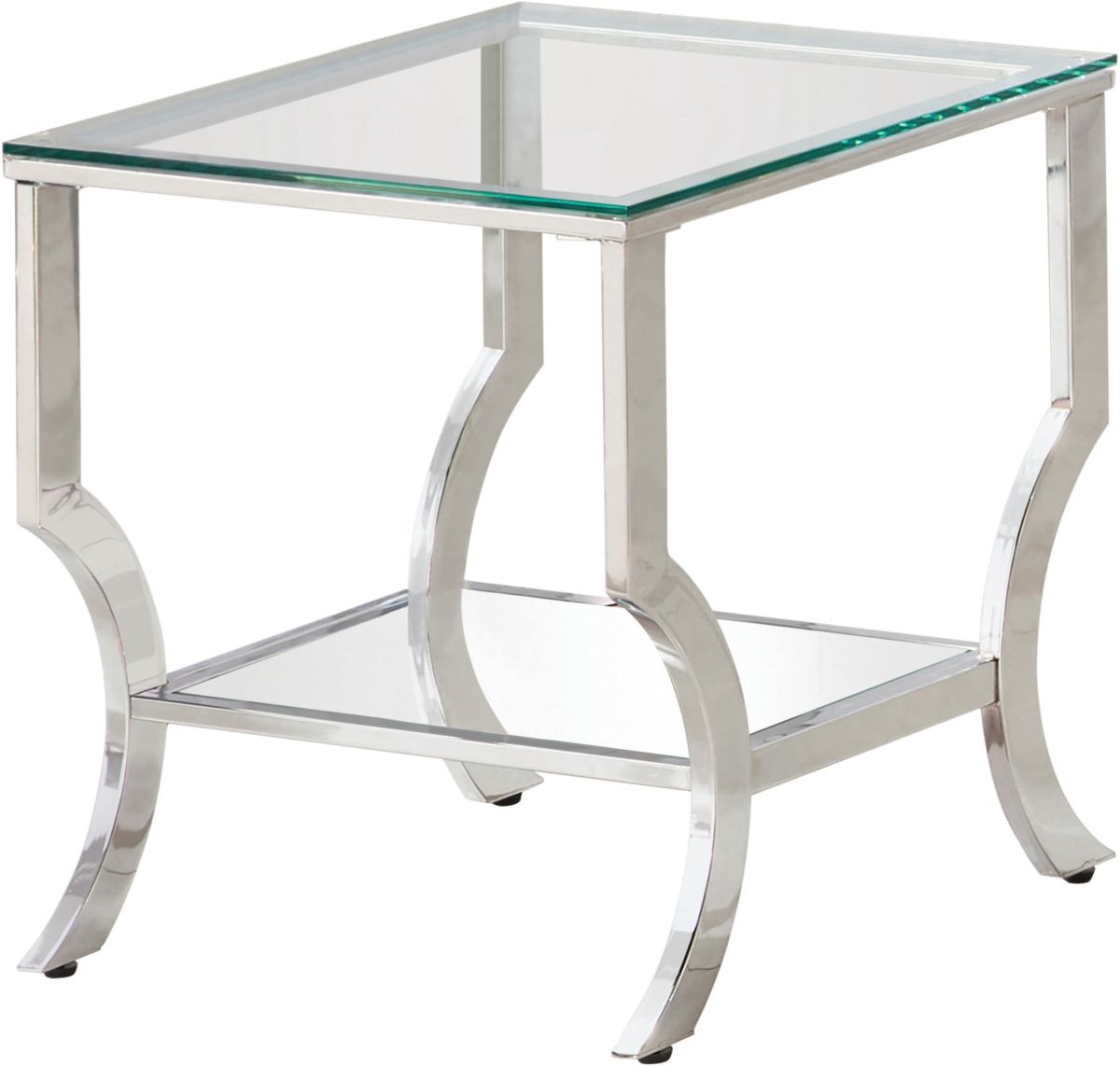 Coaster® Chrome Square End Table With Mirrored Shelf