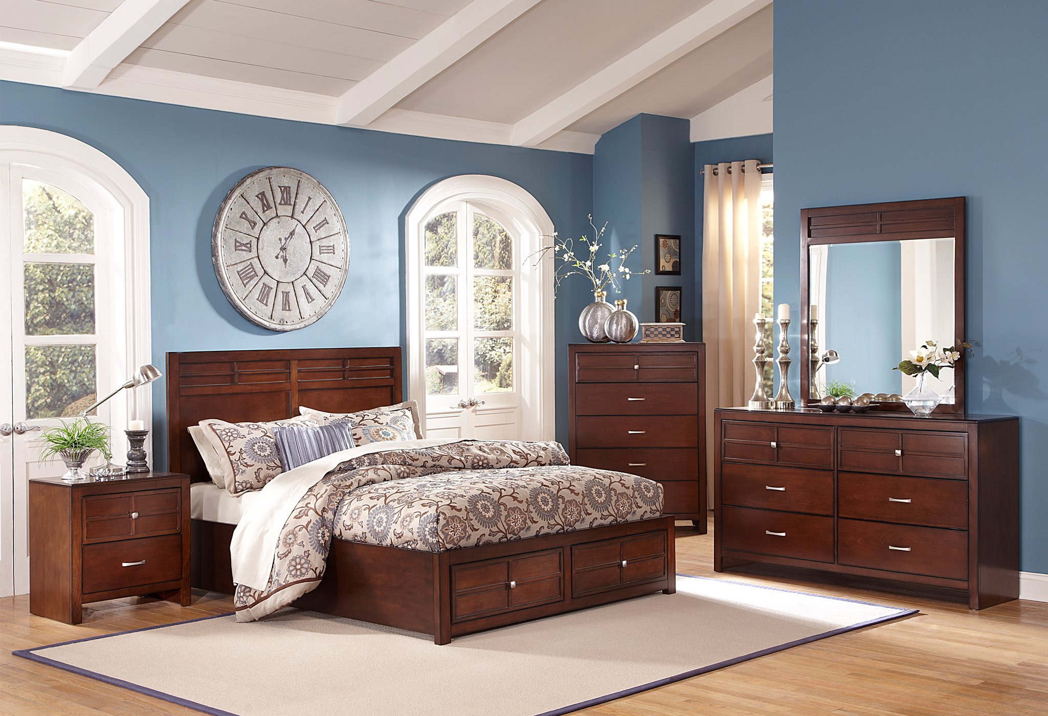 New Classic® Furniture Kensington 4 Piece Burnished Cherry Queen Bedroom Set