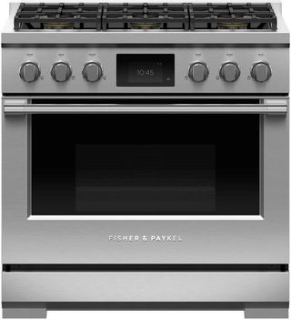Fisher & Paykel Series 9 36" Stainless Steel with Black Glass Pro Style Dual Fuel Range
