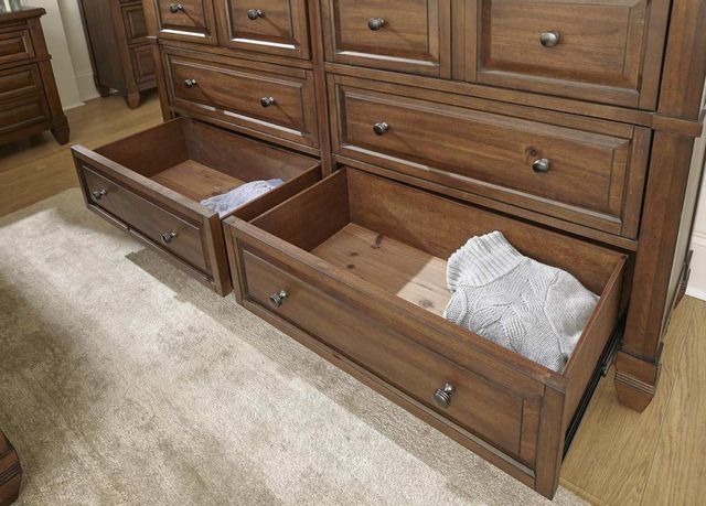 Aspenhome Thornton Sienna Queen Bed, Dresser, Mirror with Jewelry Storage, Chest and 1 Nightstand 7
