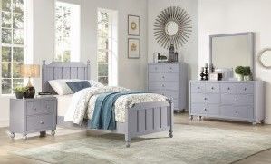 Mazin Furniture Wellsummer 4 Piece Gray Twin Bedroom Set 9