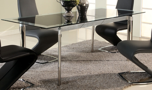 Chintaly Imports Tara Black Pop-up Extension Glass Dining Table