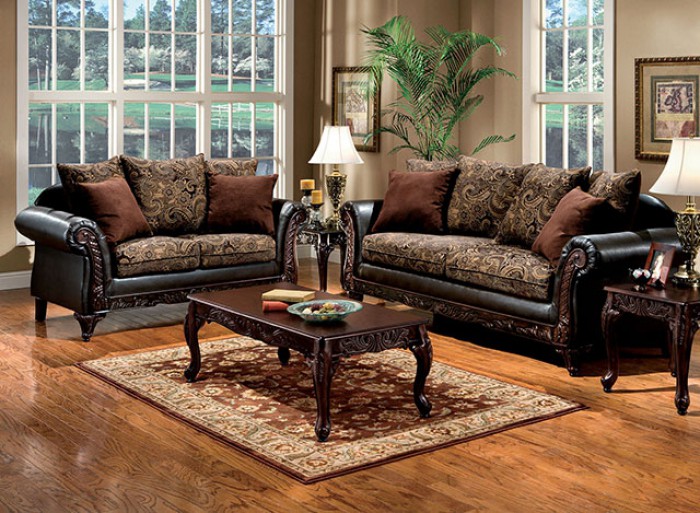 Dark brown sofa and loveseat deals set