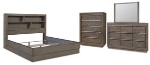 Benchcraft® Anibecca 4-Piece Weathered Gray California King Bookcase Bed Set