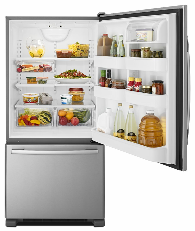 Amana® 22.1 Cu. Ft. Stainless Steel Bottom Freezer Refrigerator 2