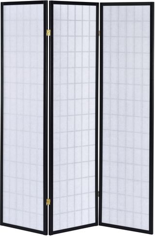 Coaster® Black And White Three Panel Folding Floor Screen