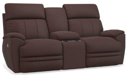 La-Z-Boy® Talladega Chestnut Leather Power Reclining Loveseat with Headrest and Console 24