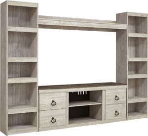 Signature Design by Ashley® Willowton 4-Piece Whitewash Entertainment Center with Cable Management