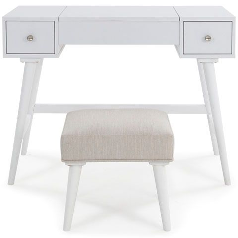 Signature Design by Ashley® Thadamere White Vanity with Stool 1