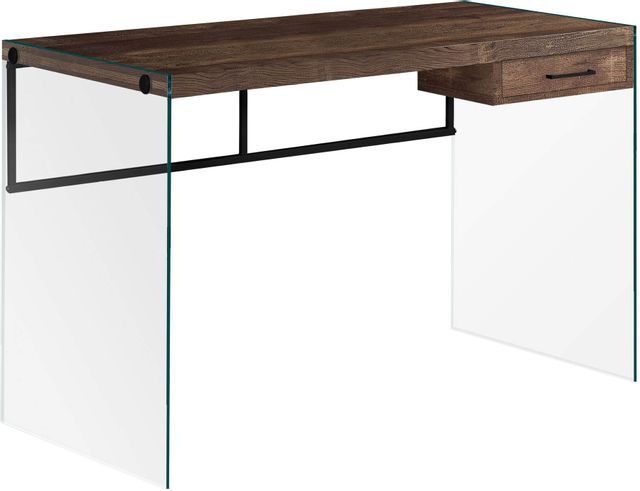 Monarch Specialties Inc. 48"L Brown Reclaimed Wood Glass Panel Computer Desk