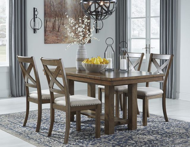 Signature Design by Ashley® Moriville 5-Piece Grayish Brown Dining Table Set 7